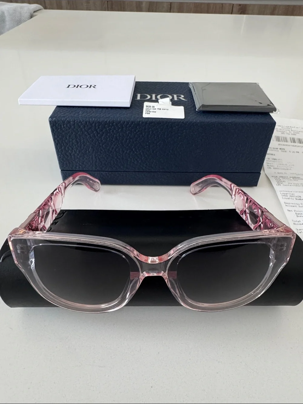 Dior Crystal Pink Cat-Eye Sunglasses with Dark Gradient Lenses